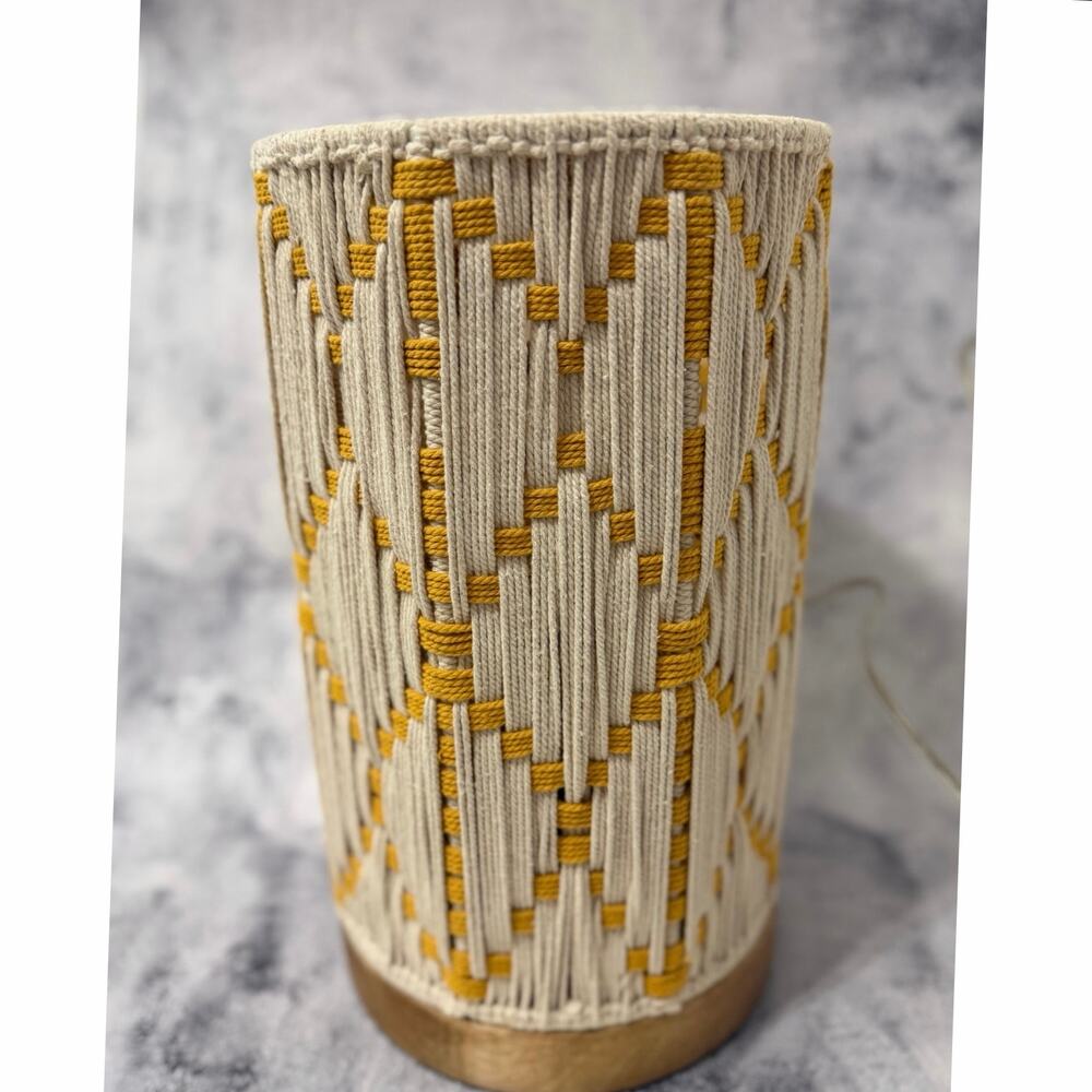 Anthropologie Y2K Macramé Table Lamp | Artisan Boho | Mango Wood Base
